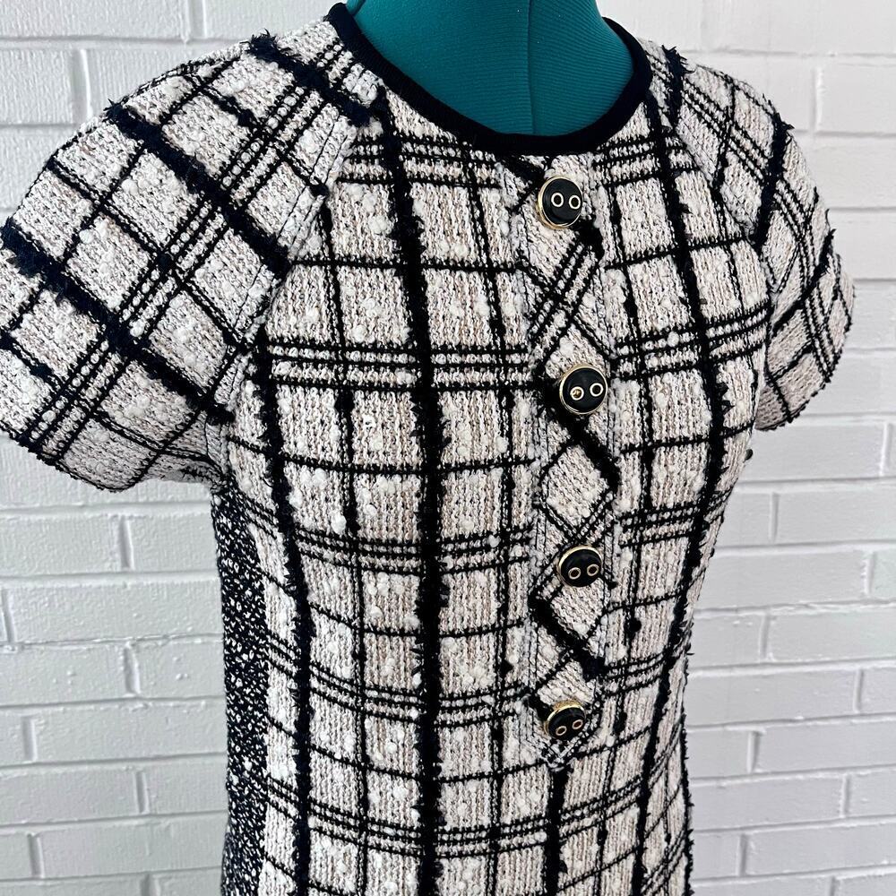 St. John designer plaid tweed midi dress - Picture 4 of 5